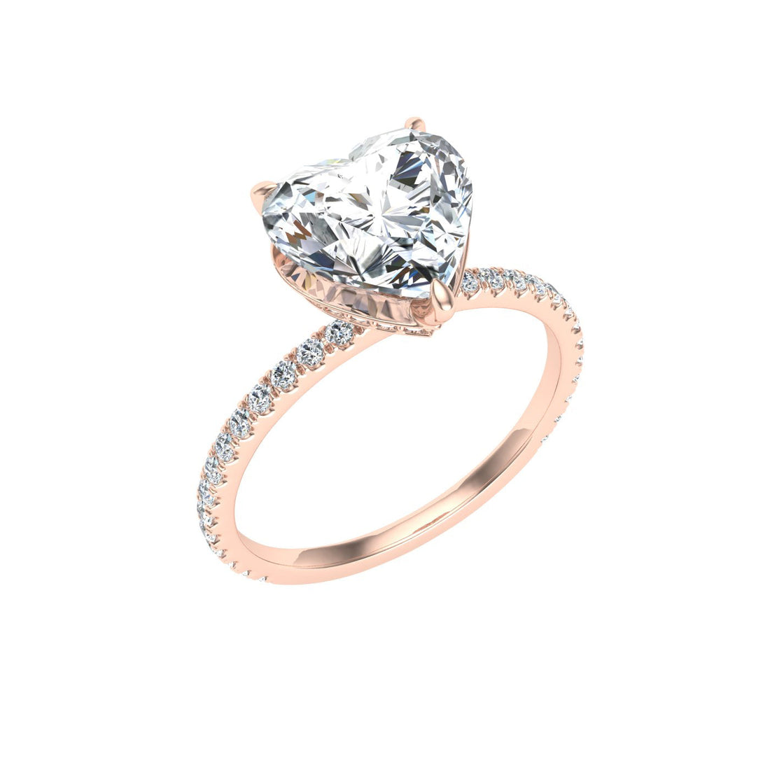 Evergreen Sweetheart Hidden Halo Moissanite Engagement Ring Rose Gold