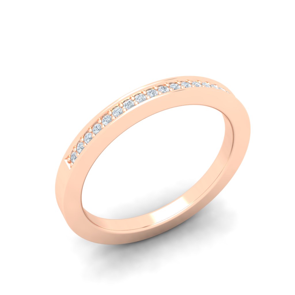 3/8 Pavé Moissanite Wedding Band Rose  Gold