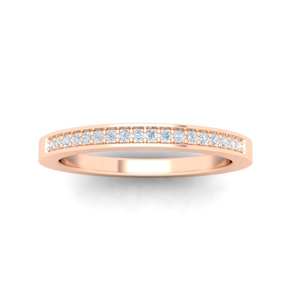 3/8 Pavé Moissanite Wedding Band Rose  Gold