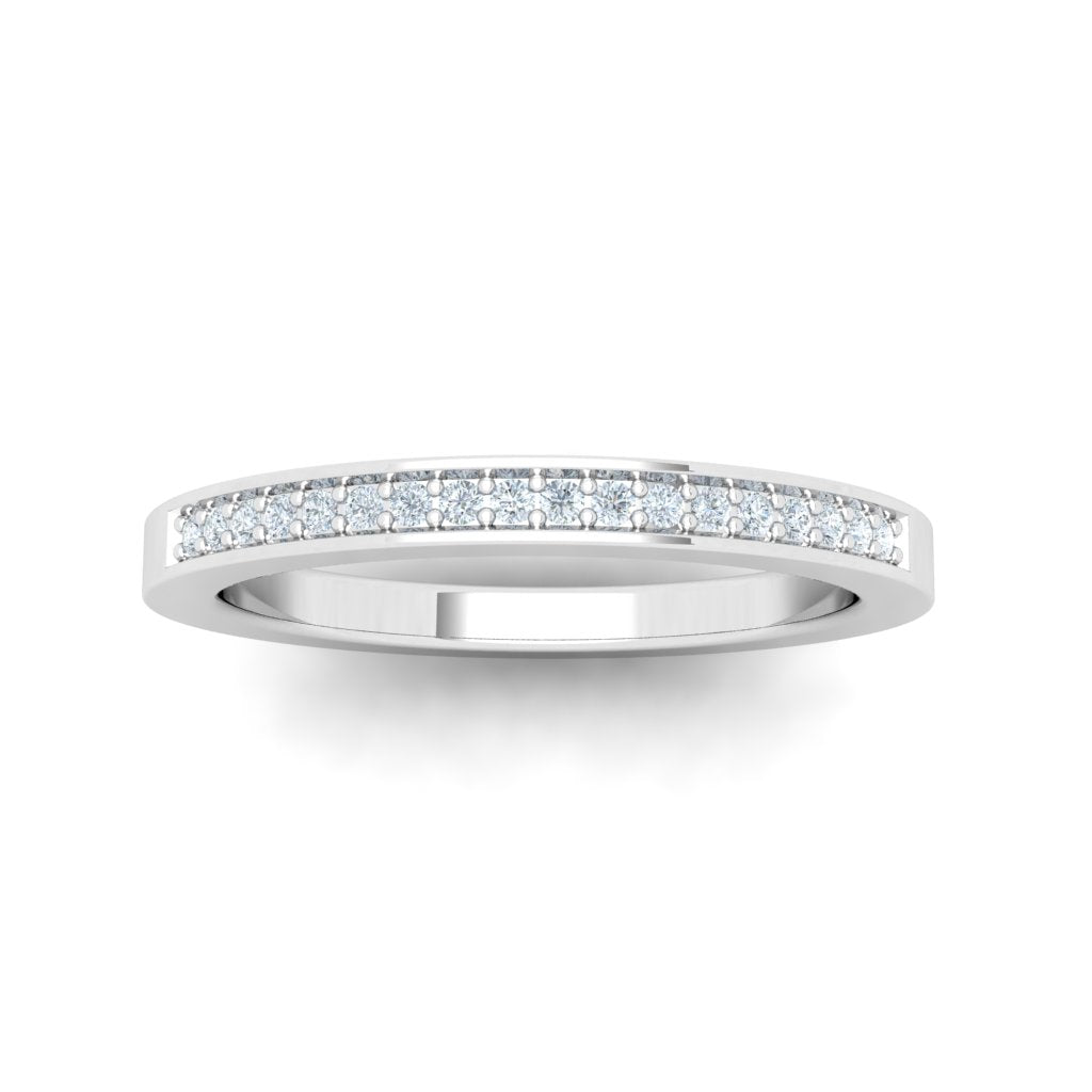 3/8 Pavé Moissanite Wedding Band  White Gold