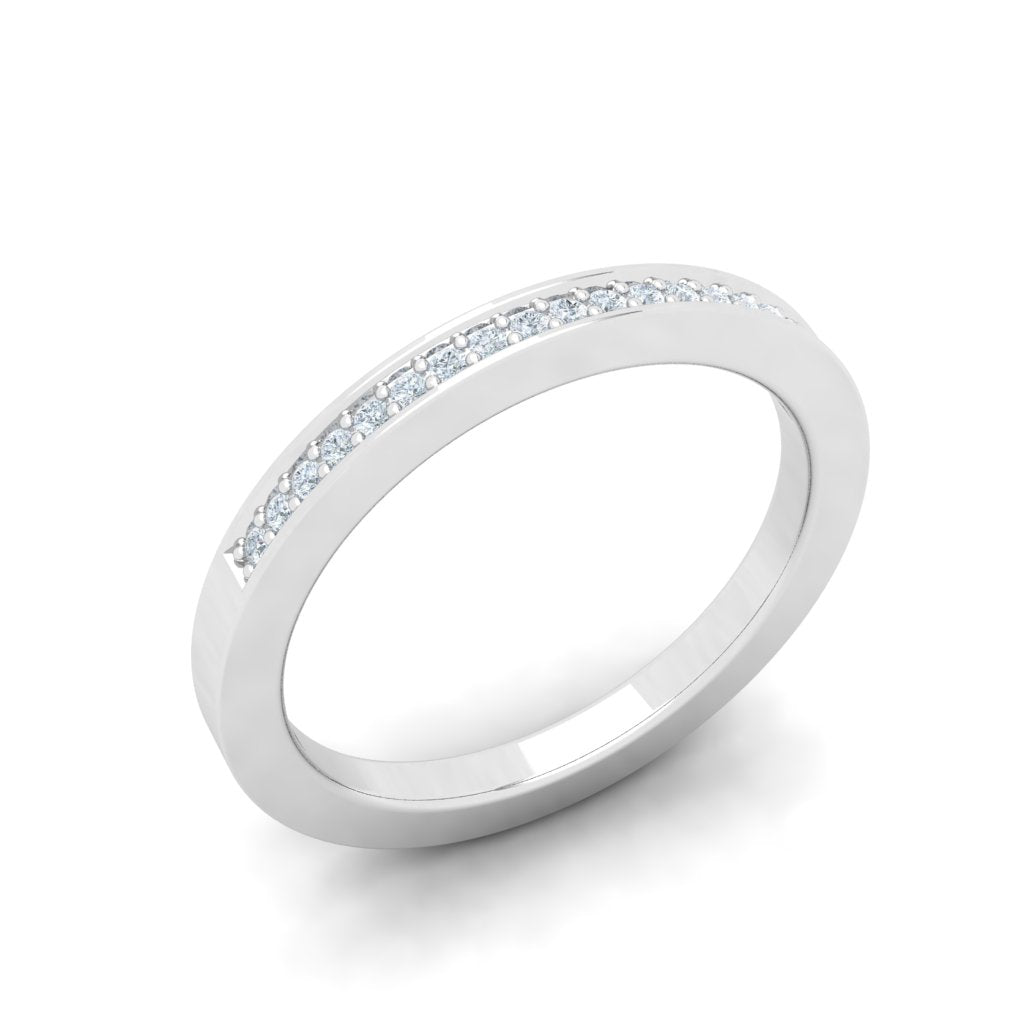 3/8 Pavé Moissanite Wedding Band  White Gold