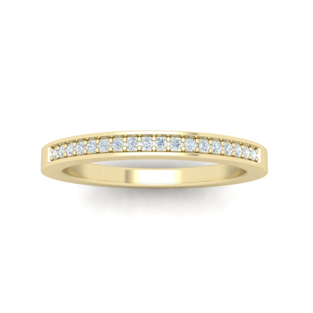 3/8 Pavé Moissanite Wedding Band Yellow Gold