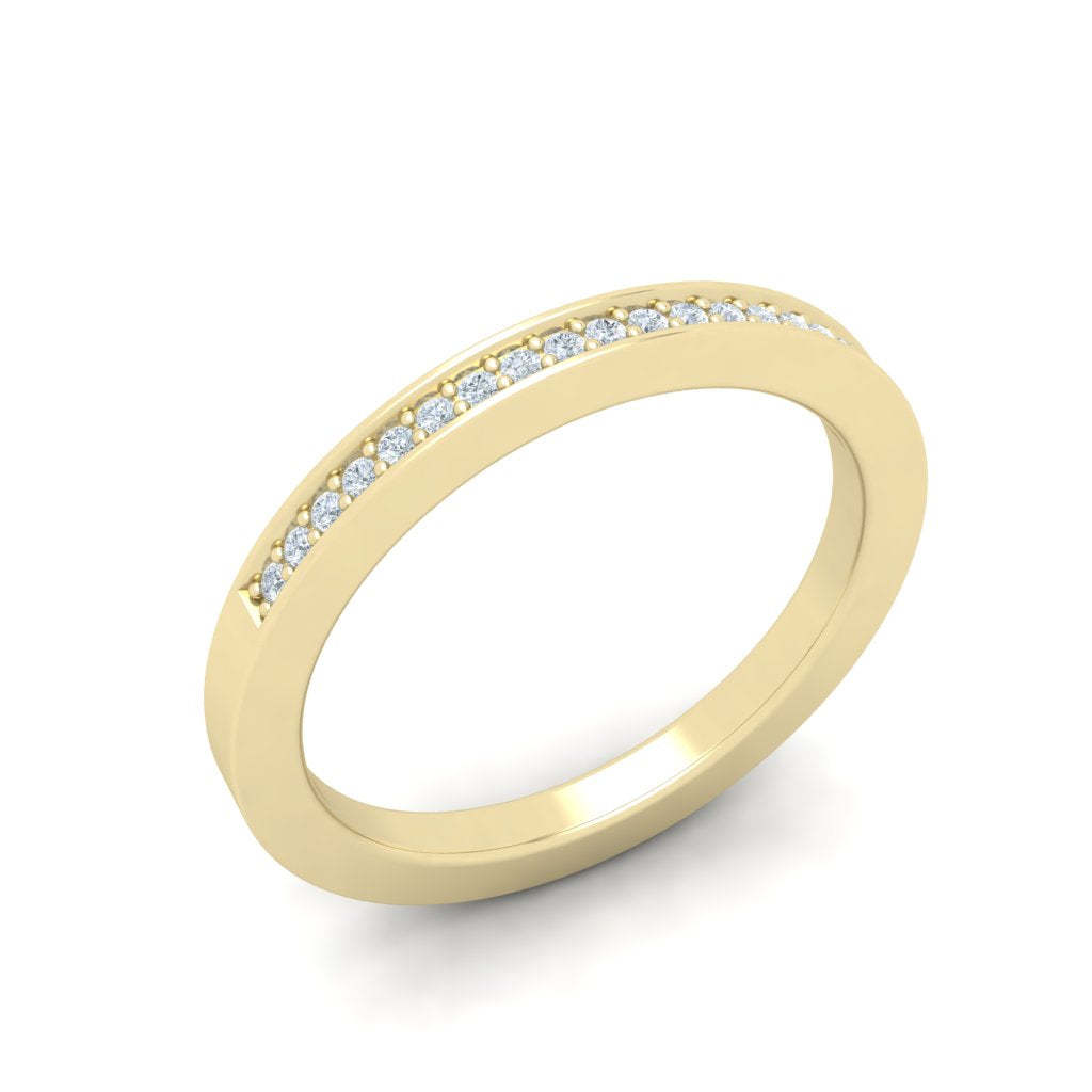 3/8 Pavé Moissanite Wedding Band Yellow Gold