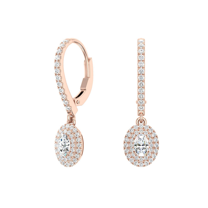 Oval Cut Moissanite Drops Rose Gold