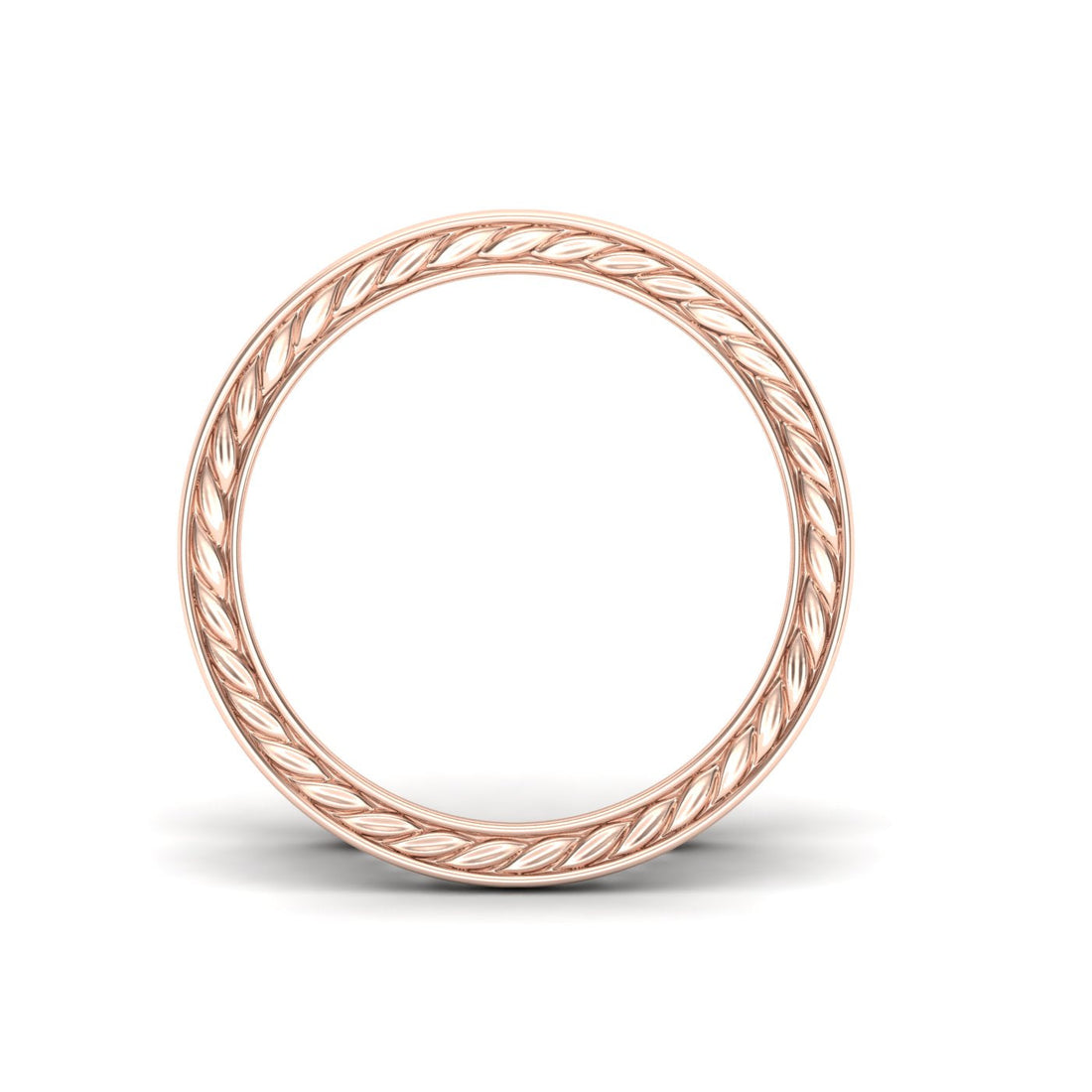 3 Row Pavé Moissanite Wedding Band Rose Gold