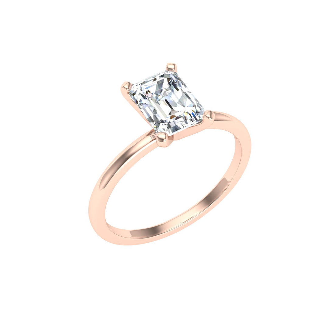 Serenade Emerald Solitaire Moissanite Engagement Ring Rose Gold