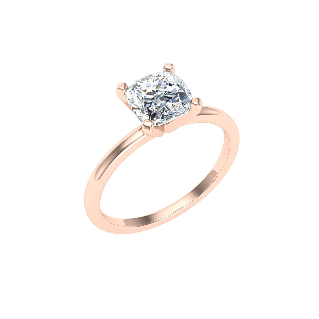 Opus Cushion Solitaire Moissanite Engagement Ring Rose Gold