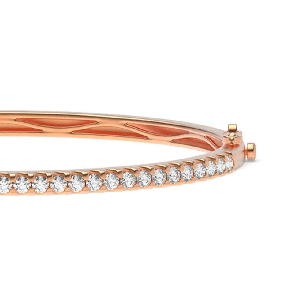 4-Prong Round Moissanite Bangle Rose Gold