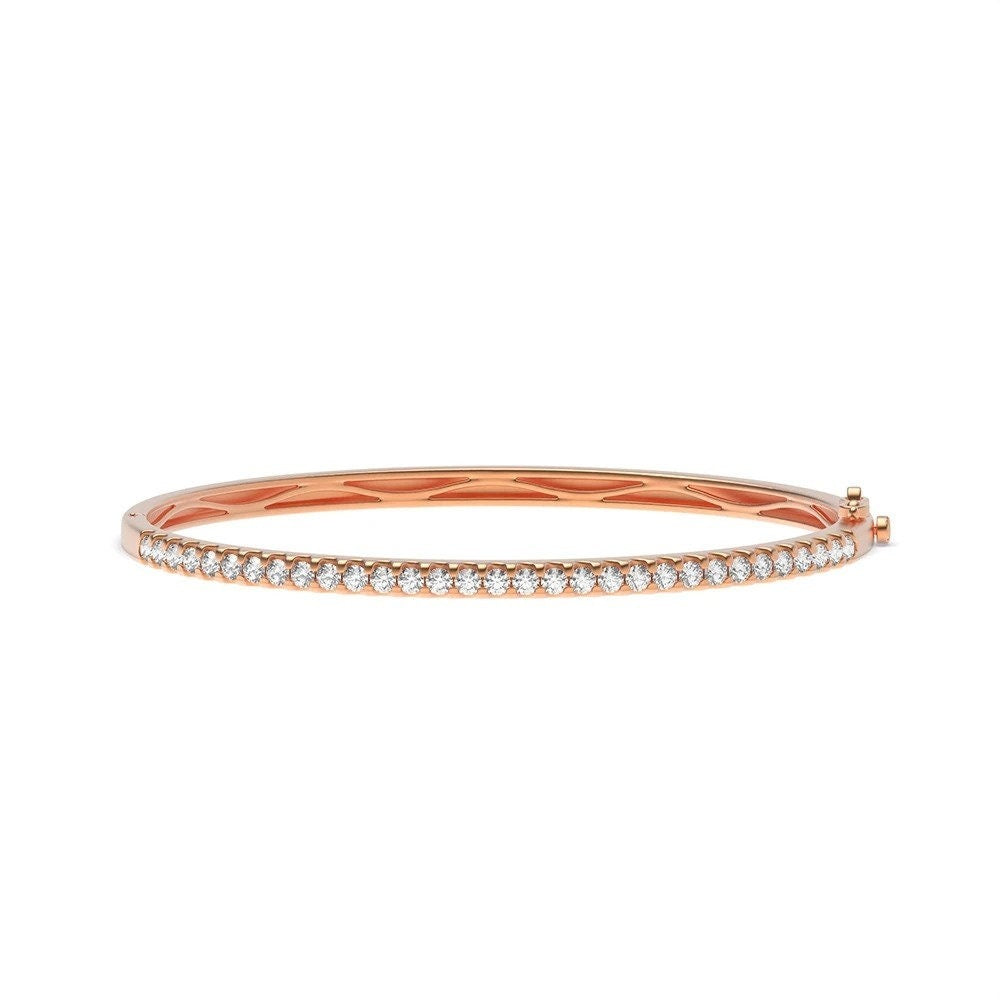 4-Prong Round Moissanite Bangle Rose Gold