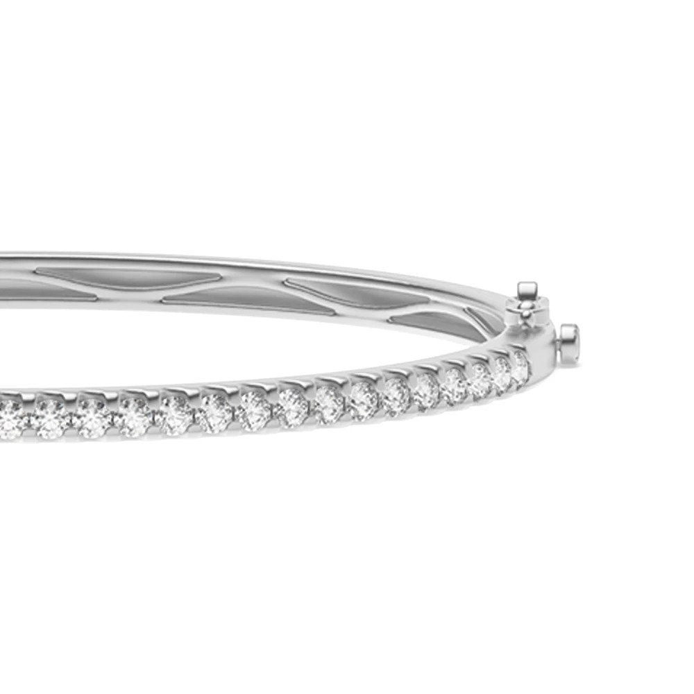 4-Prong Round Moissanite Bangle White Gold