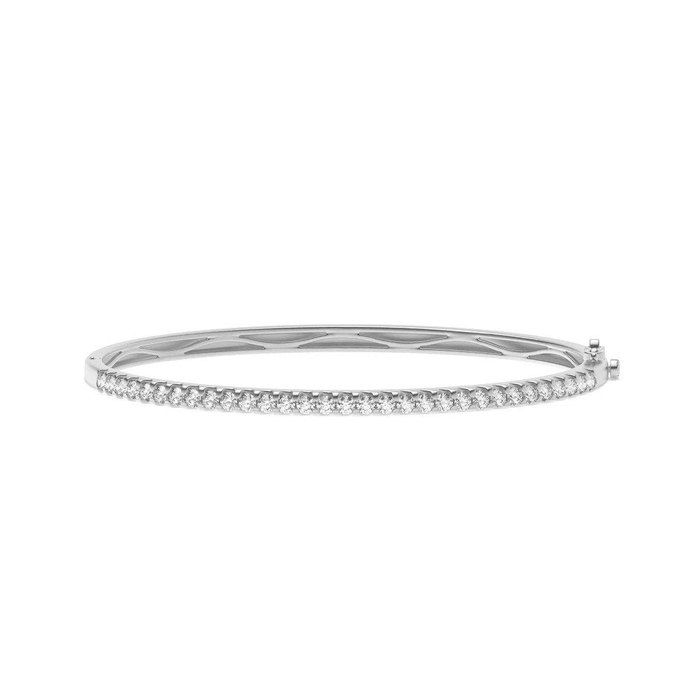 4-Prong Round Moissanite Bangle White Gold