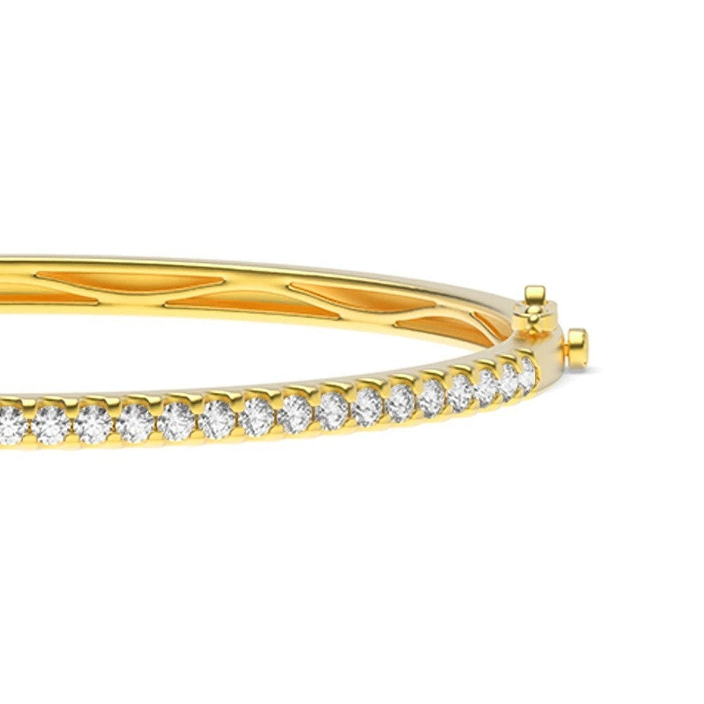 4-Prong Round Moissanite Bangle Yellow Gold