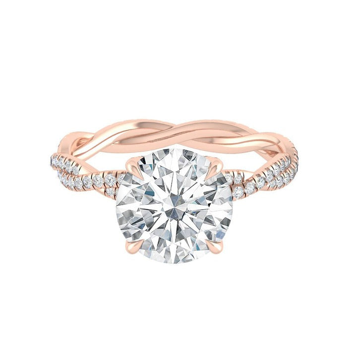 4.11 CT Round Moissanite Solitaire Engagem Rose Gold Ring