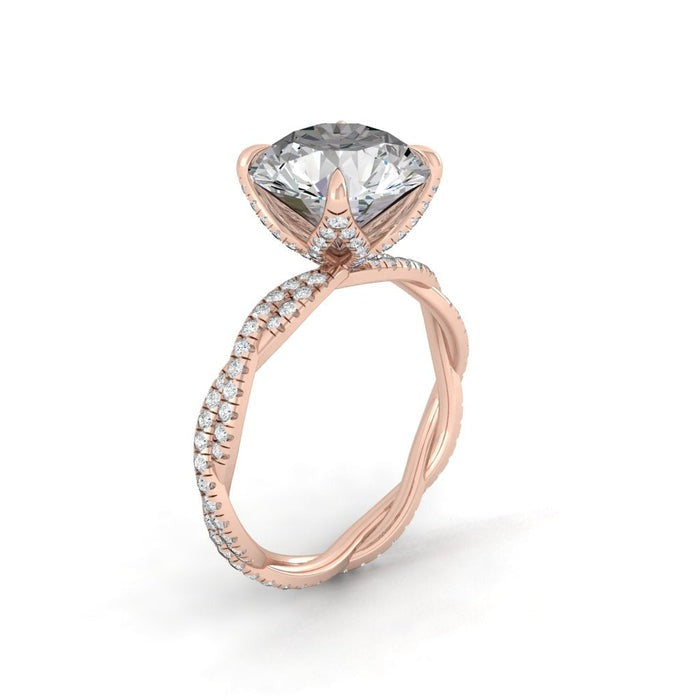 4.11 CT Round Moissanite Solitaire Engagem Rose Gold Ring 3