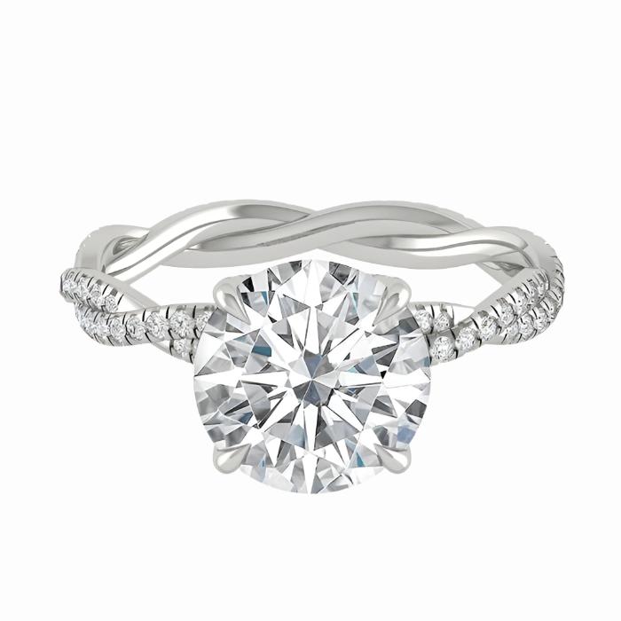 4.11 CT Round Moissanite Solitaire Engagem White Gold Ring  4