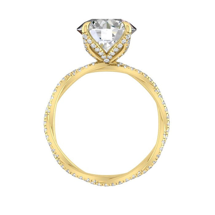 4.11 CT Round Moissanite Solitaire Engagem Yellow Gold Ring