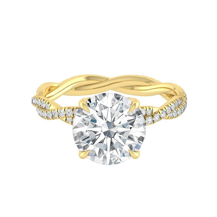 4.11 CT Round Moissanite Solitaire Engagem Yellow Gold Ring 3