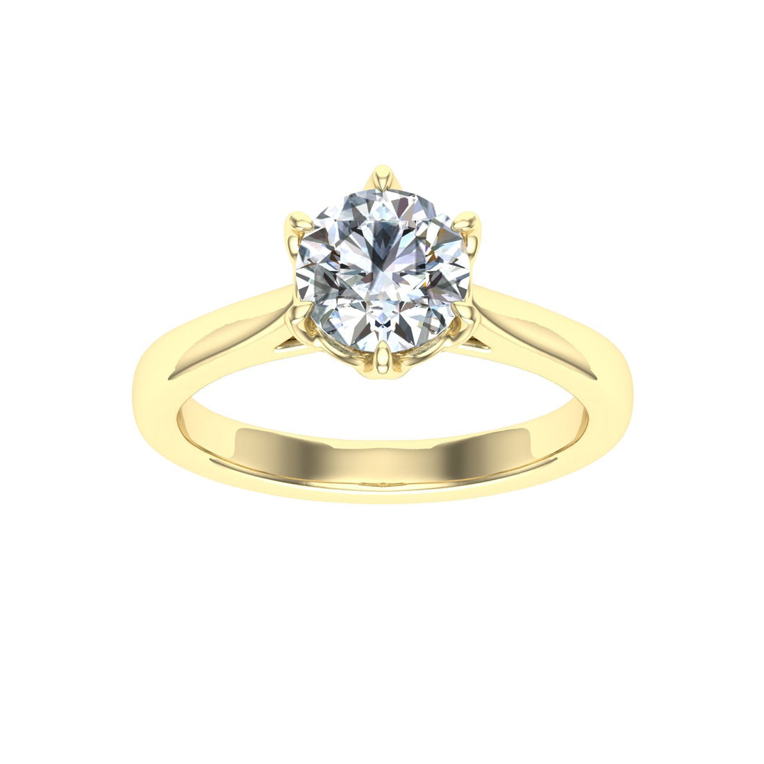 Adaya Round Cut Solitaire Moissanite Solitaire Engagement Ring Yellow Gold