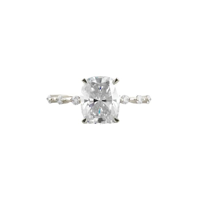 4 CT Cushion Cut Moissanite Enga gement Ring White Gold 4