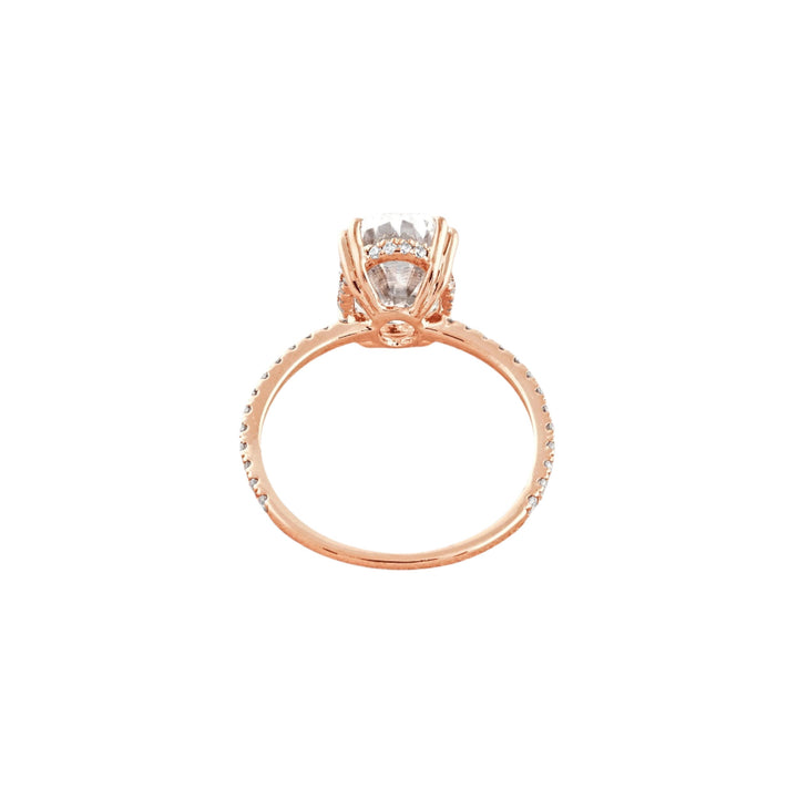 4 CT Oval Cut Pave Moissanite Engagement Ring Rose Gold