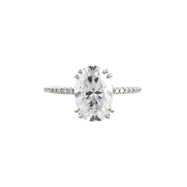 4 CT Oval Cut Pave Moissanite Engagement Ring White Gold