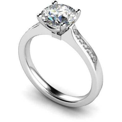 4 Prongs Round cut Shoulder Lab Grown Diamond Ring White Glod