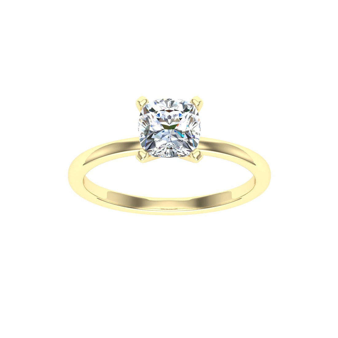 Opus Cushion Solitaire Moissanite Engagement Ring Yellow Gold