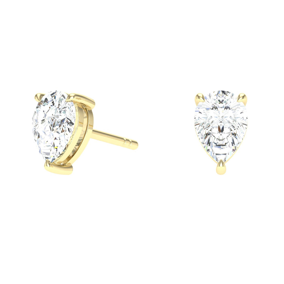 Pear Moissanite Studs Yellow Gold