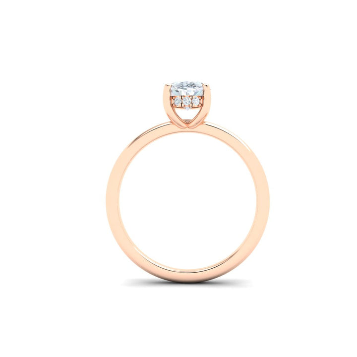 Celestial Oval Cut Solitaire Hidden Halo Moissanite Engagement Ring Rose Gold