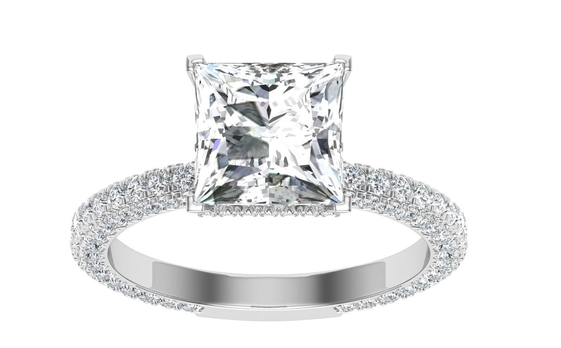 Regal Princess Cut Micro Pavé Moissanite Engagement Ring White Gold