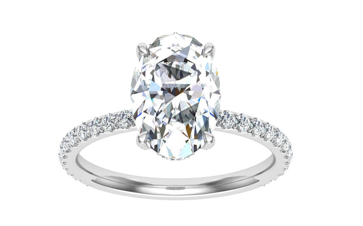 Twilight Oval Cut Hidden Halo Moissanite Engagement Ring White Gold