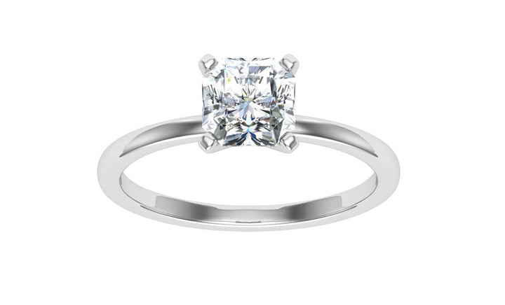 Lustrous Asscher Solitaire Moissanite Engagement Ring Silver 925