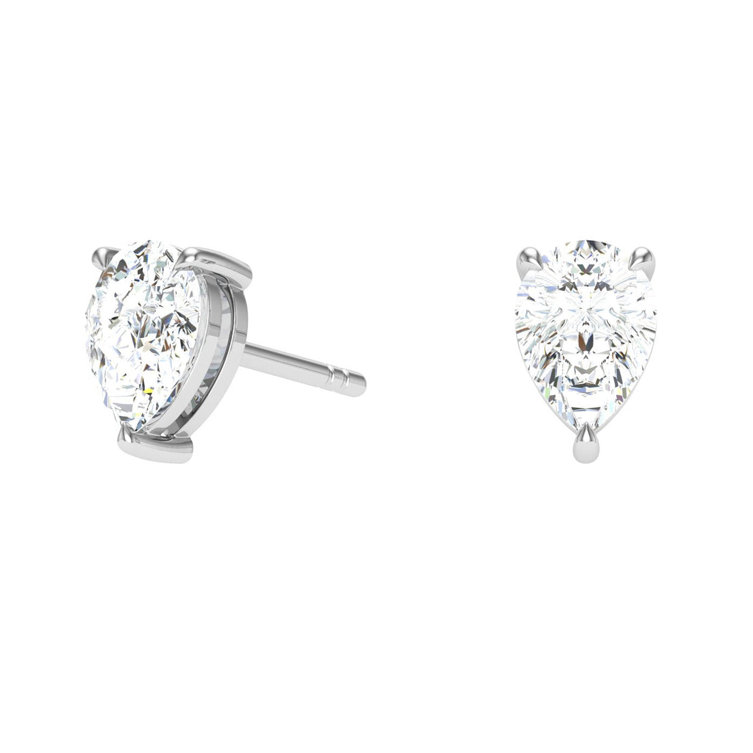 Pear Moissanite Studs White Gold