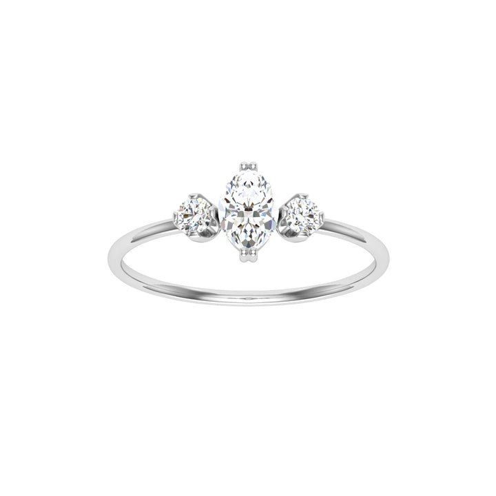 Amaranth Marquise 3 Stone Solitaire Moissanite Engagement Ring White Gold