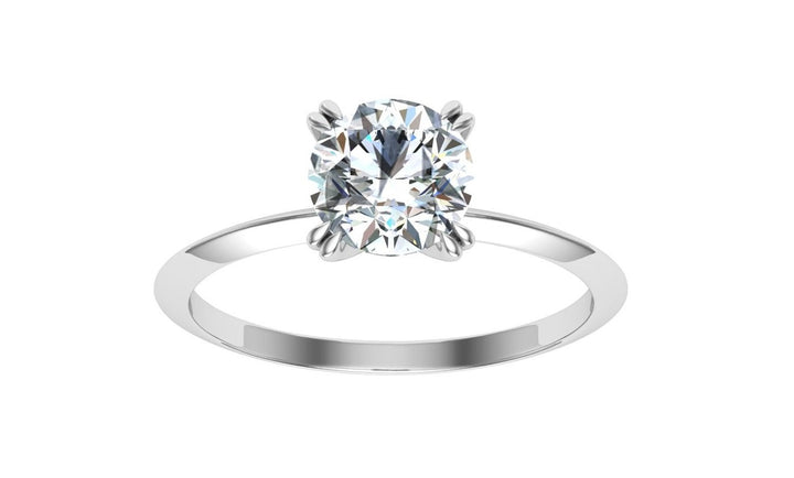 Whirl Double Claw Round Solitaire Moissanite Engagement Ring White Gold