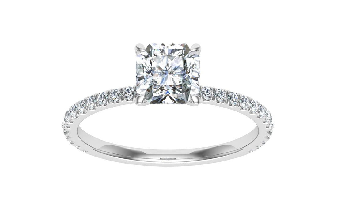 Cascade Asscher Cut Solitaire Moissanite Engagement Ring White Gold