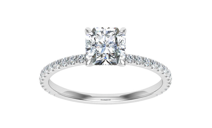 Cascade Asscher Cut Solitaire Moissanite Engagement Ring White Gold