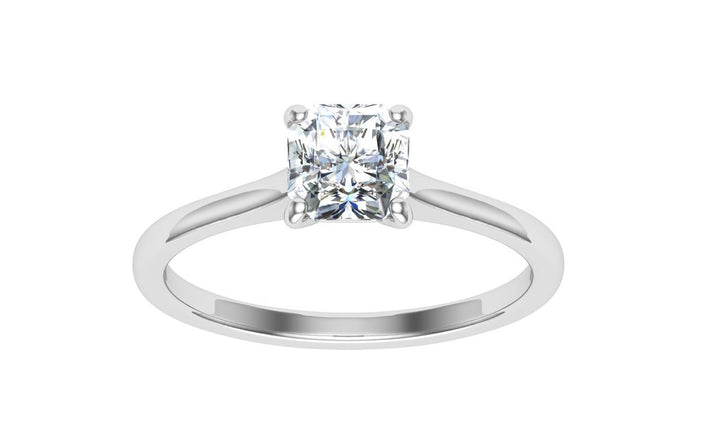 Galaxy Asscher Cut Solitaire Moissanite Engagement Ring White Gold