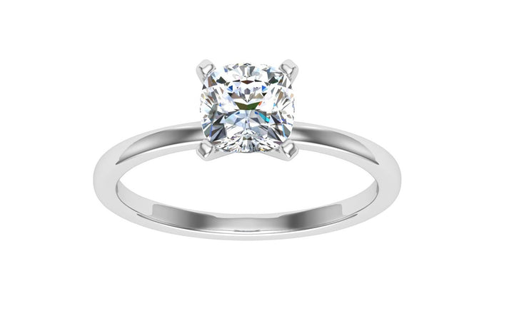 Opus Cushion Solitaire Moissanite Engagement Ring White Gold