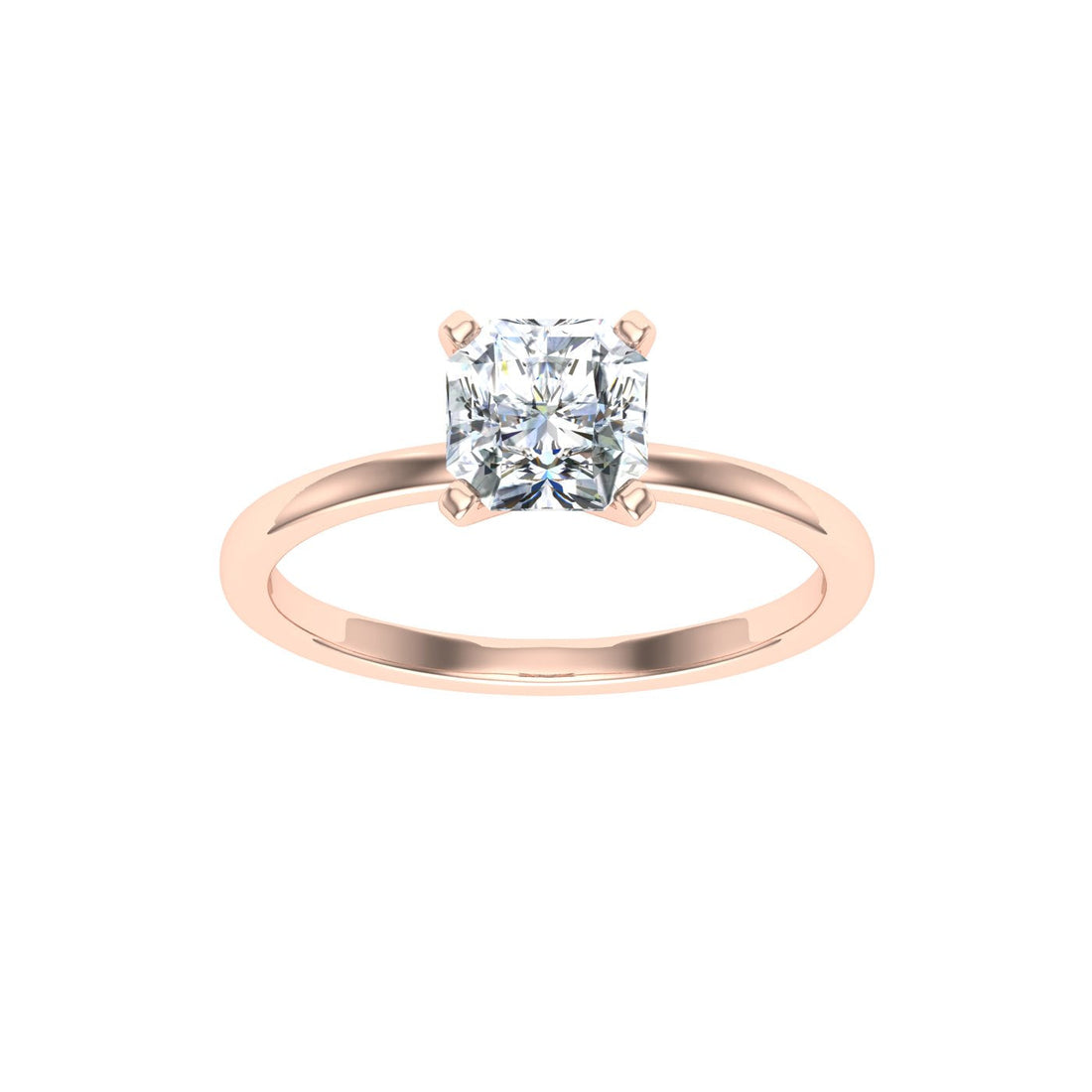 Lustrous Asscher Solitaire Moissanite Engagement Ring  Rose Gold