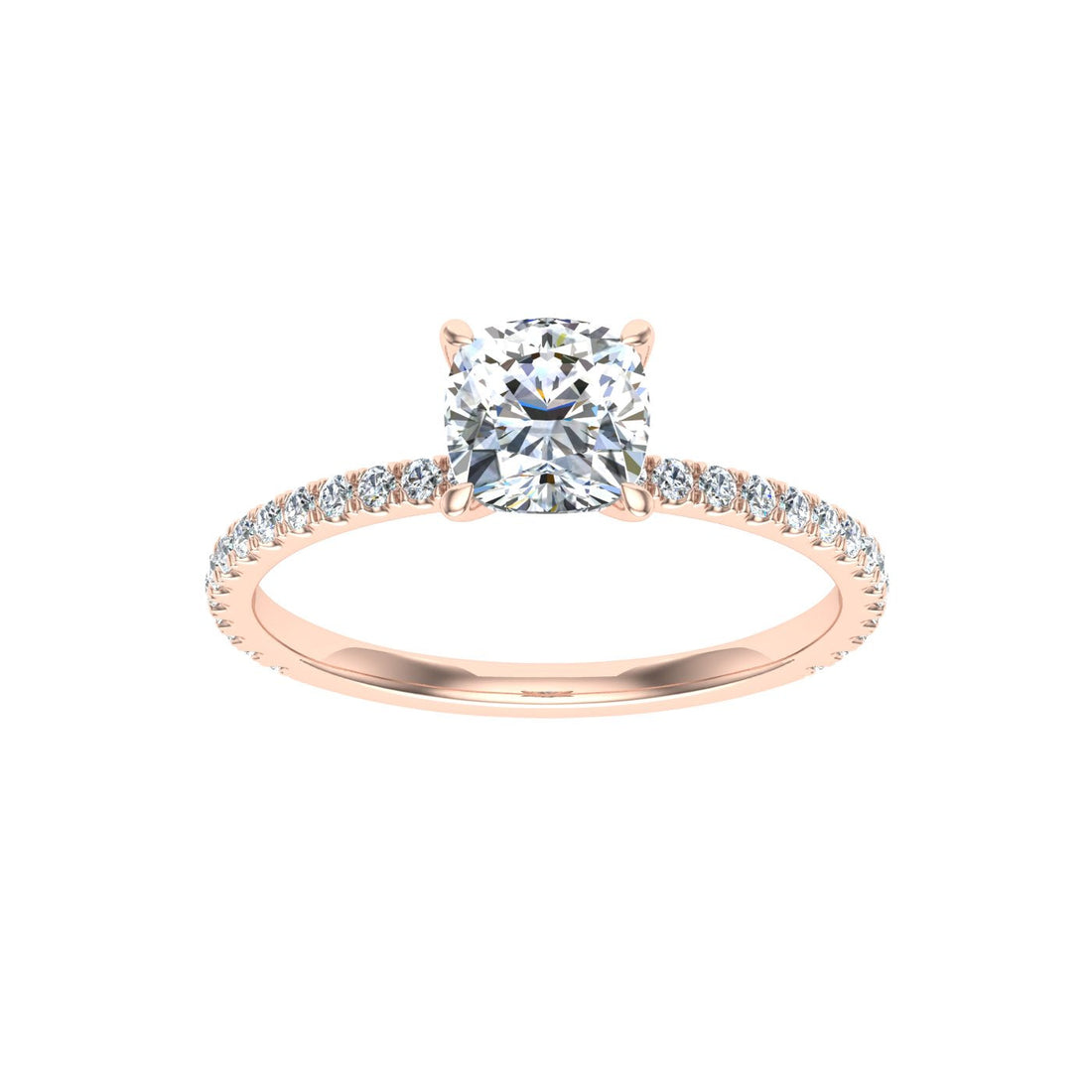 Cipher Cushion Cut Solitaire Moissanite Engagement Ring Rose Gold