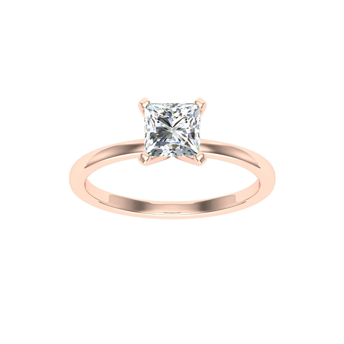 Opulent Princess Solitaire Moissanite Engagement Ring Rose Gold