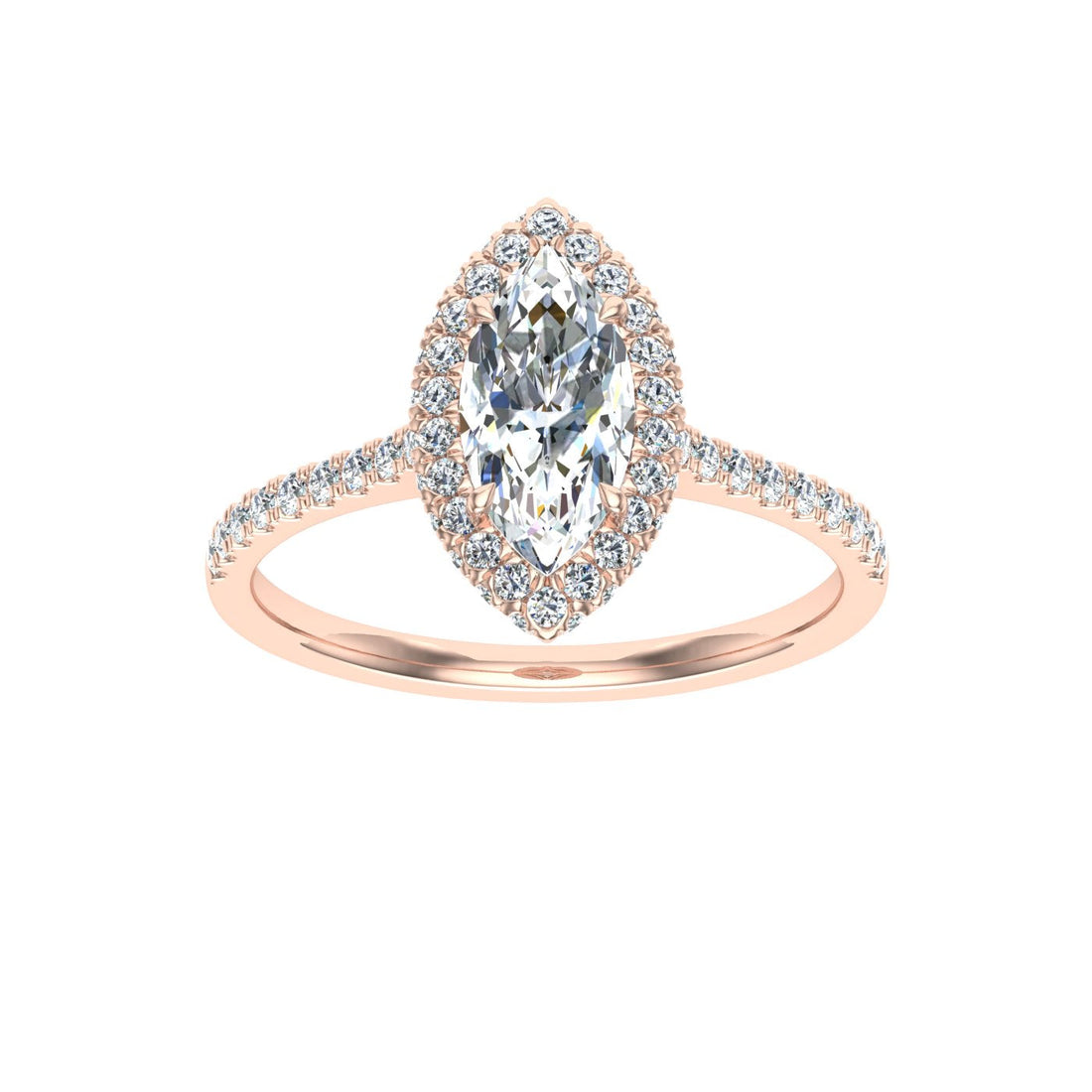 Promise Marquise Cut Halo Moissanite Engagement Ring Rose Gold