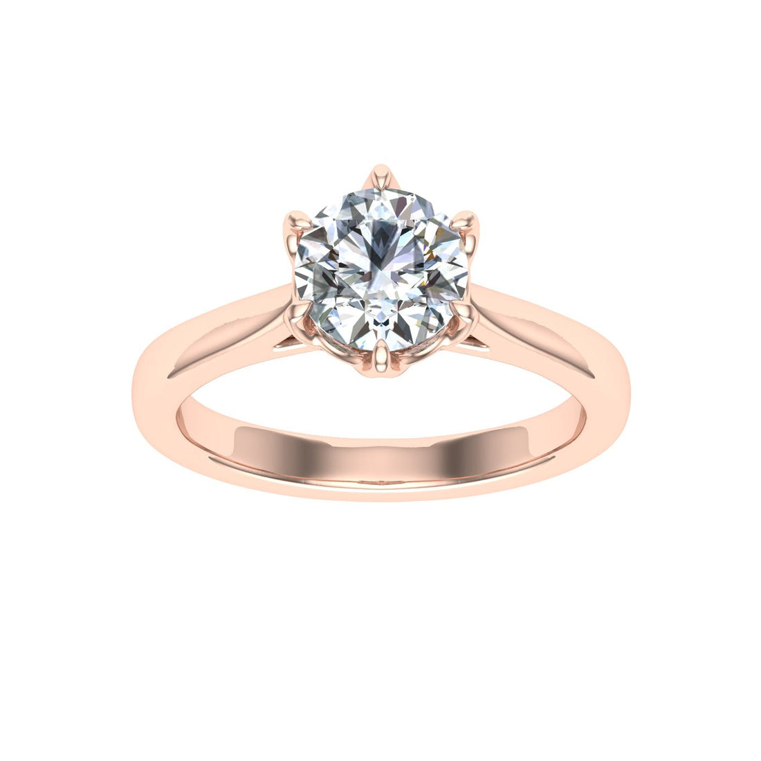 Adaya Round Cut Solitaire Moissanite Solitaire Engagement Ring Rose Gold