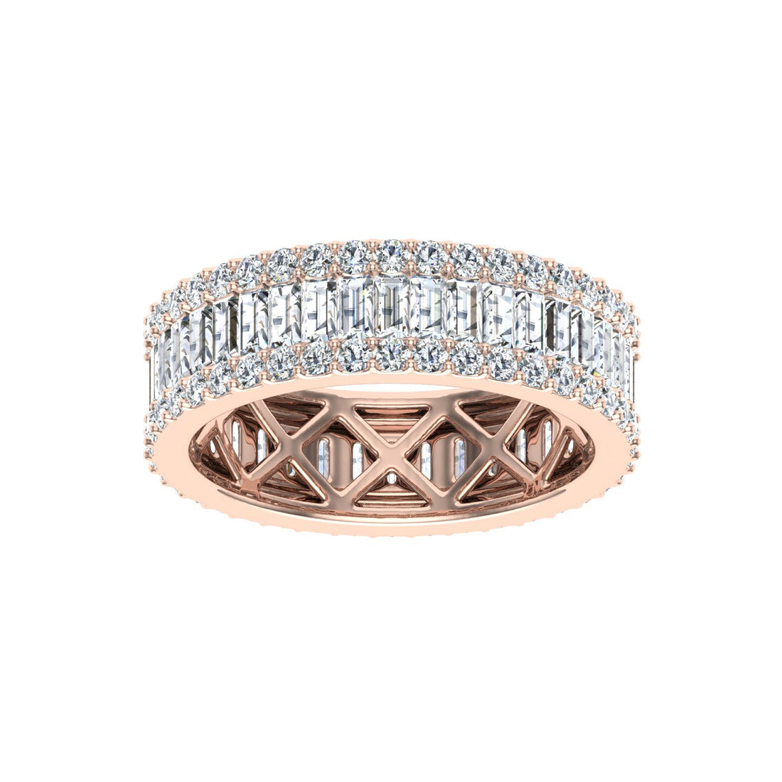 Luxe Baguette Moissanite Wedding Band  Rose Gold