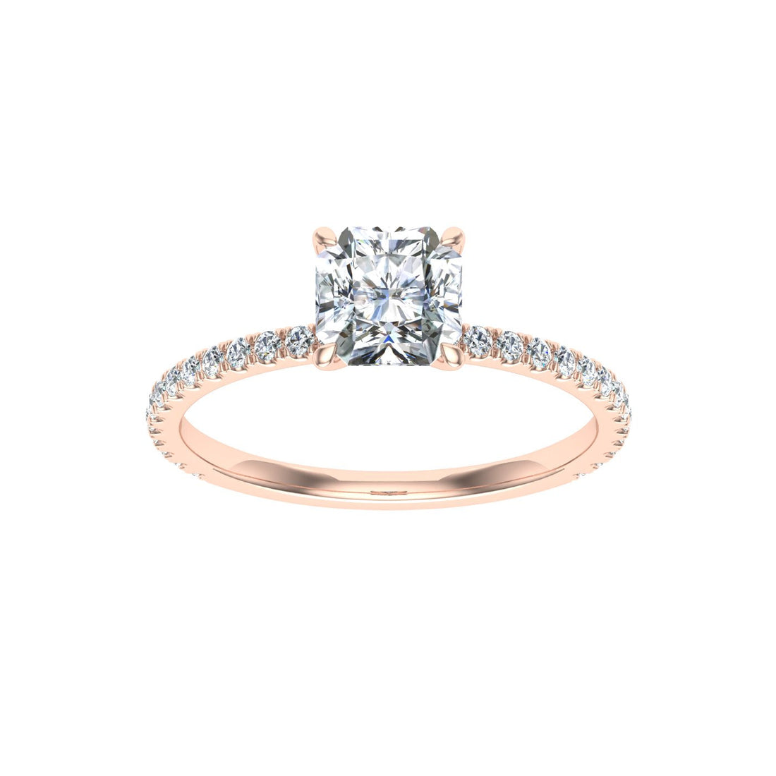 Cascade Asscher Cut Solitaire Moissanite Engagement Ring Rose Gold