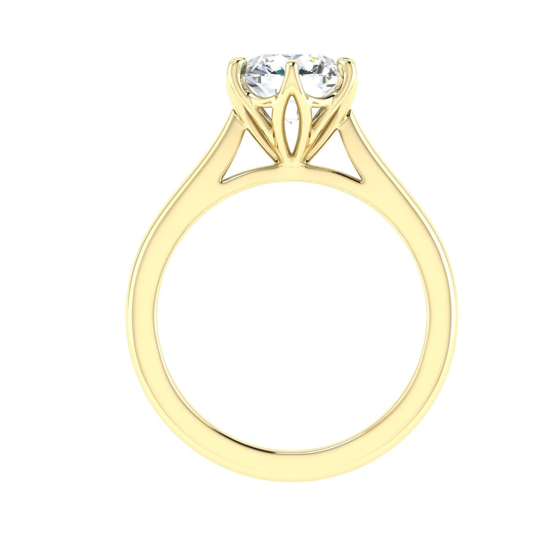 Adaya Round Cut Solitaire Moissanite Solitaire Engagement Ring Yellow Gold