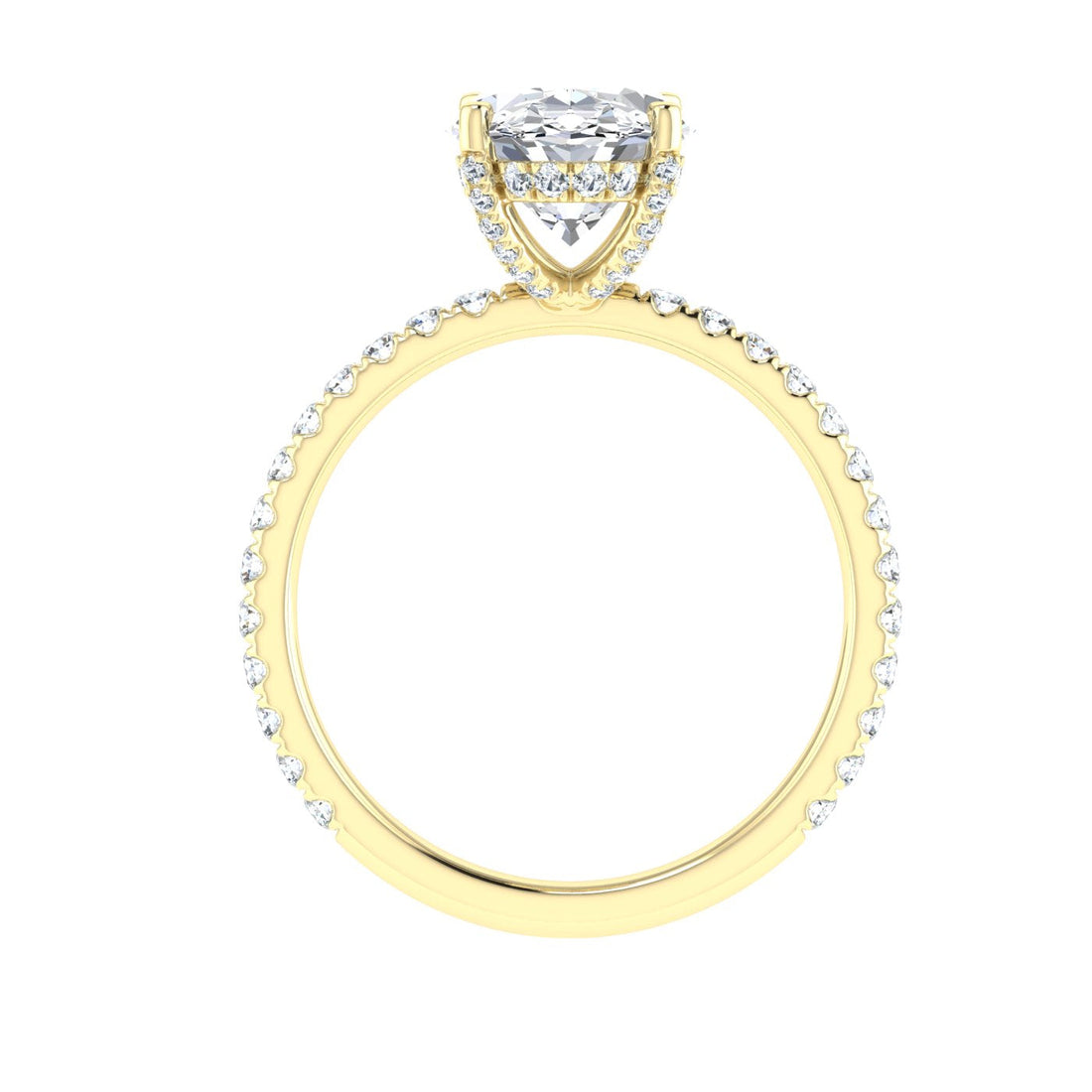 Twilight Oval Cut Hidden Halo Moissanite Engagement Ring Yellow Gold