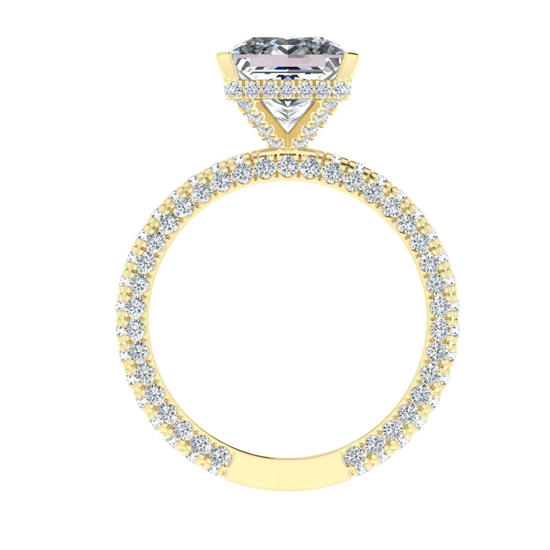 Regal Princess Cut Micro Pavé Moissanite Engagement Ring Yellow Gold