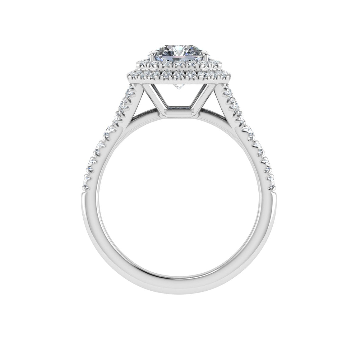 Glimmering Asscher Cut Double Halo Moissanite Engagement Ring White Gold